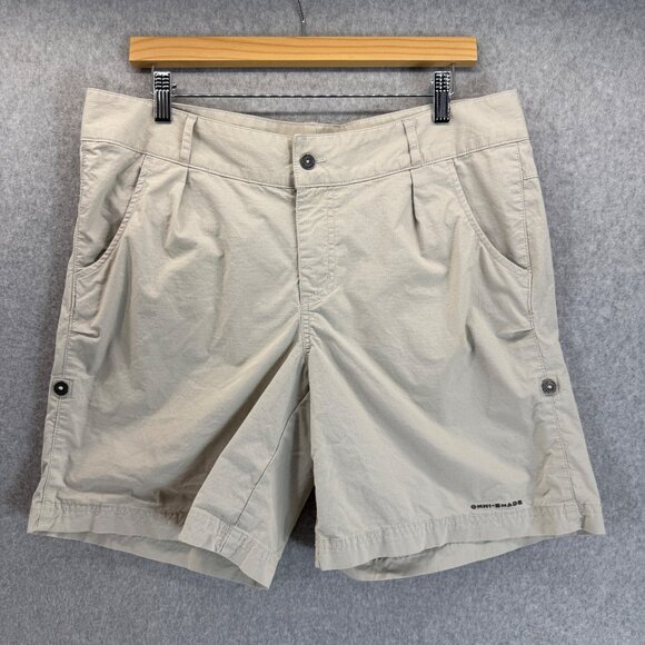 Columbia Womens Khaki‎ Shorts Omni-Shade Outdoor Bermuda Casual Outdoor Size 12 - Picture 1 of 15